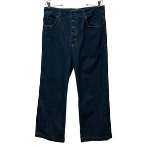 Reformation Madison Flare Wide Leg Button Front‎ High Waist Denim Jeans Size 31